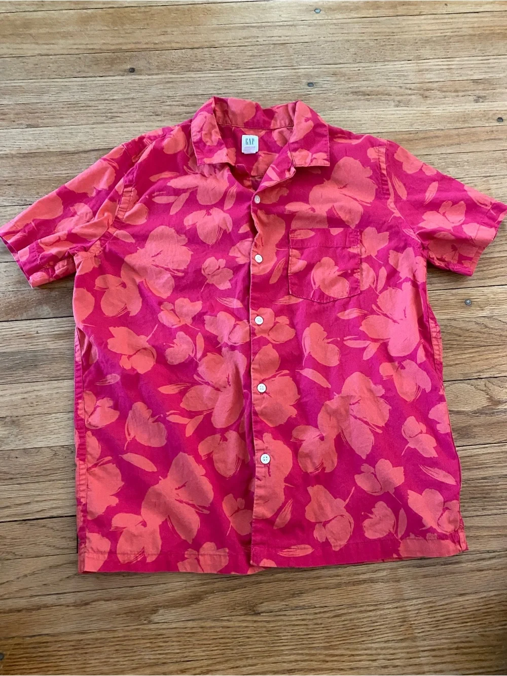 GAP Boy 10 Red Floral Short-Sleeve Shirt
